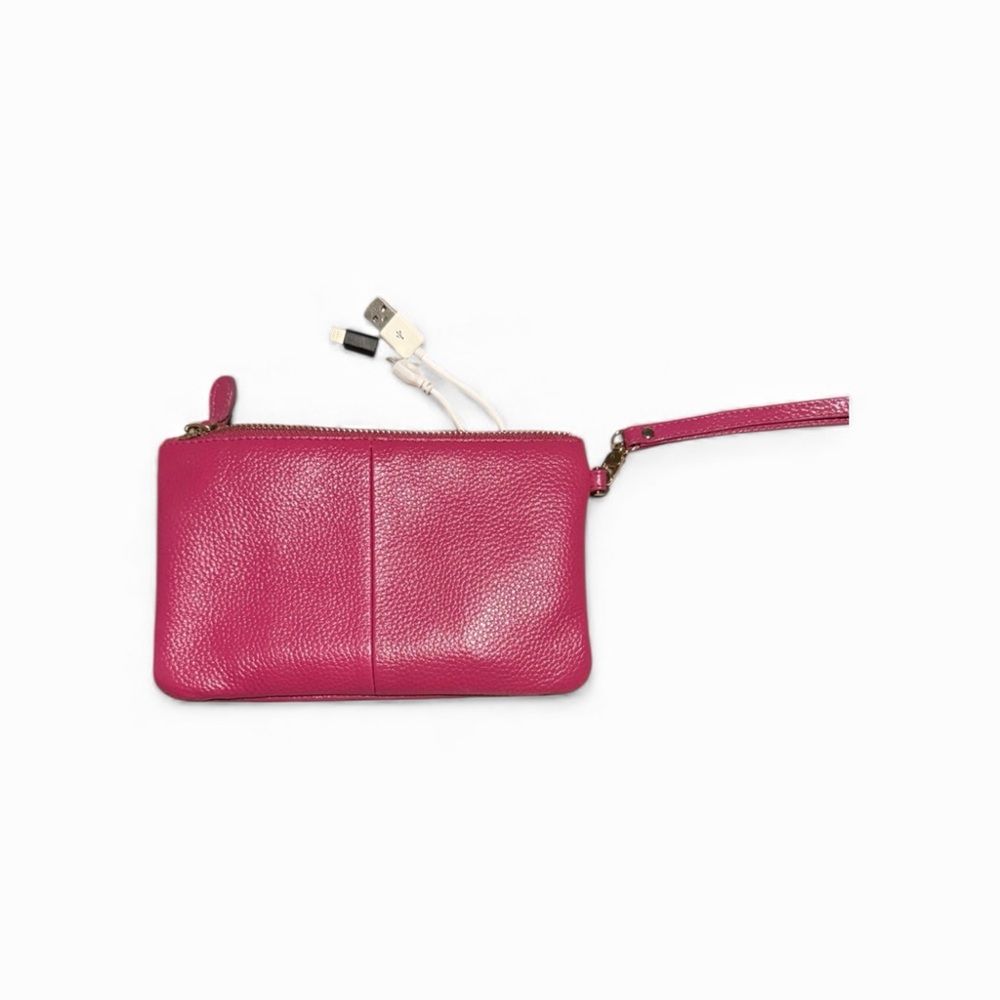 Chic Pink Leather Wristlet WITH Charging Battery